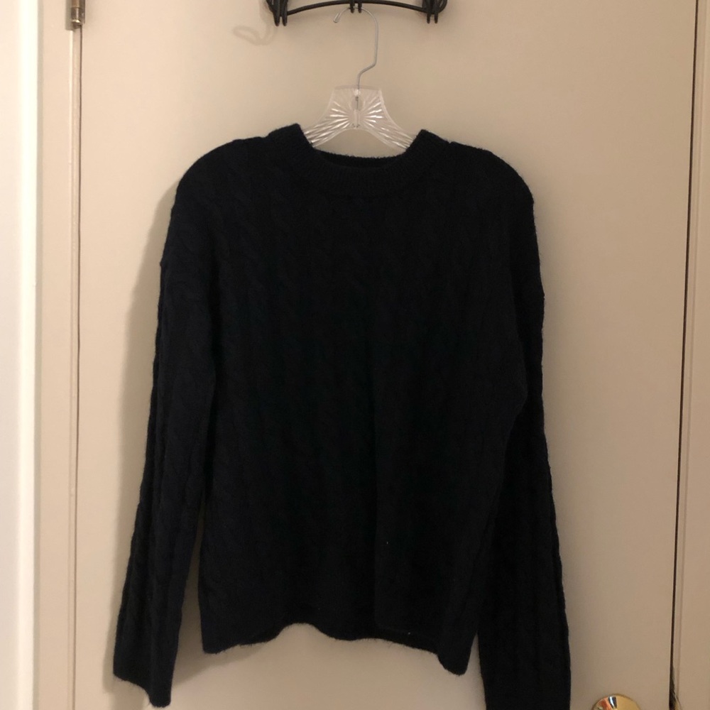 H&M Black Cable-Knit Crewneck Sweater